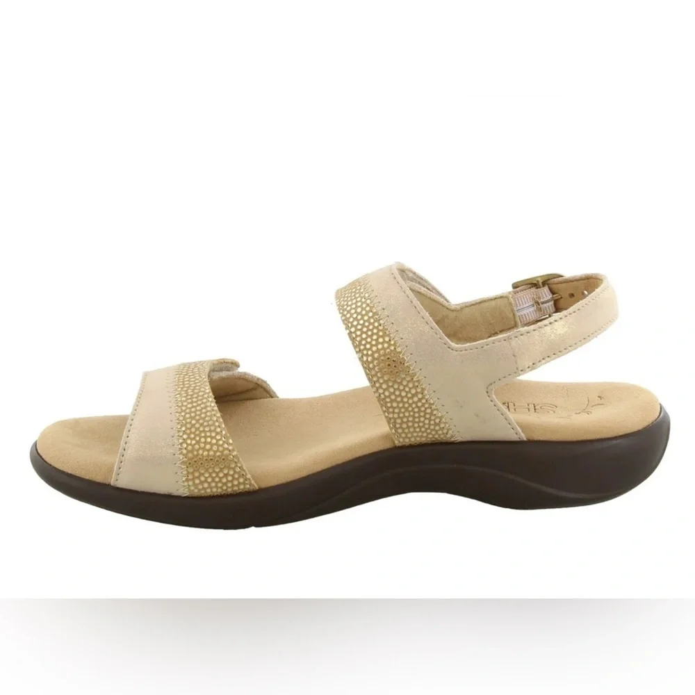 NWOT SAS Women’s Casual Nudu Heel Strap Sandal Golden Color Size 11.5 M